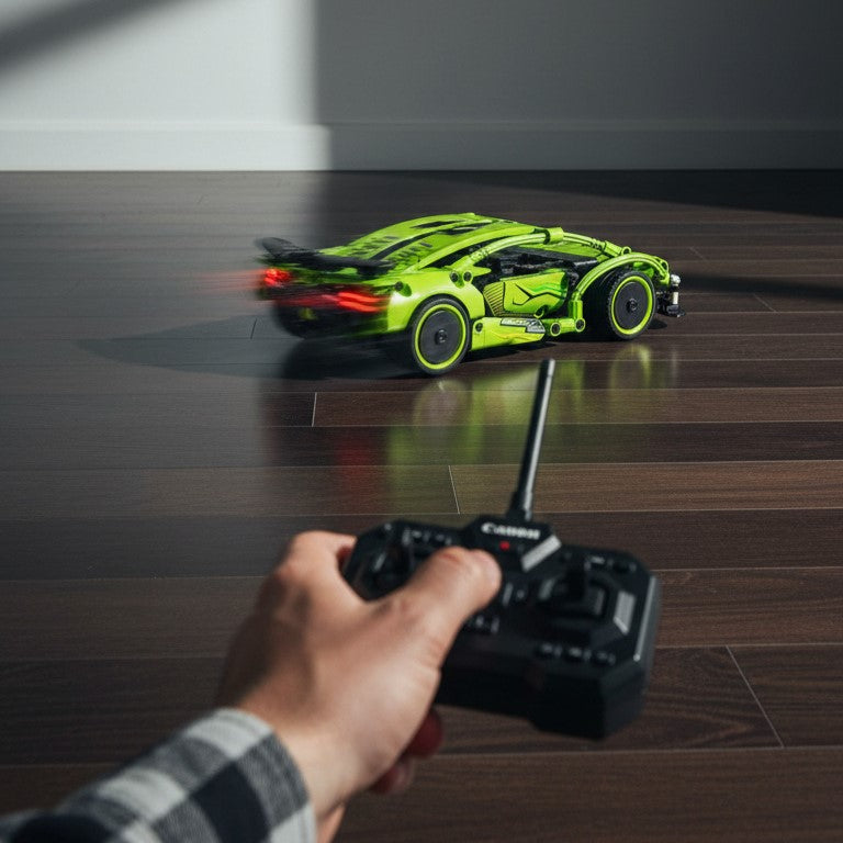 🏎️ RC SpeedCar– Auto na Daljinsko + Set za Sklapanje od Kockica (3 u 1 zabava!)