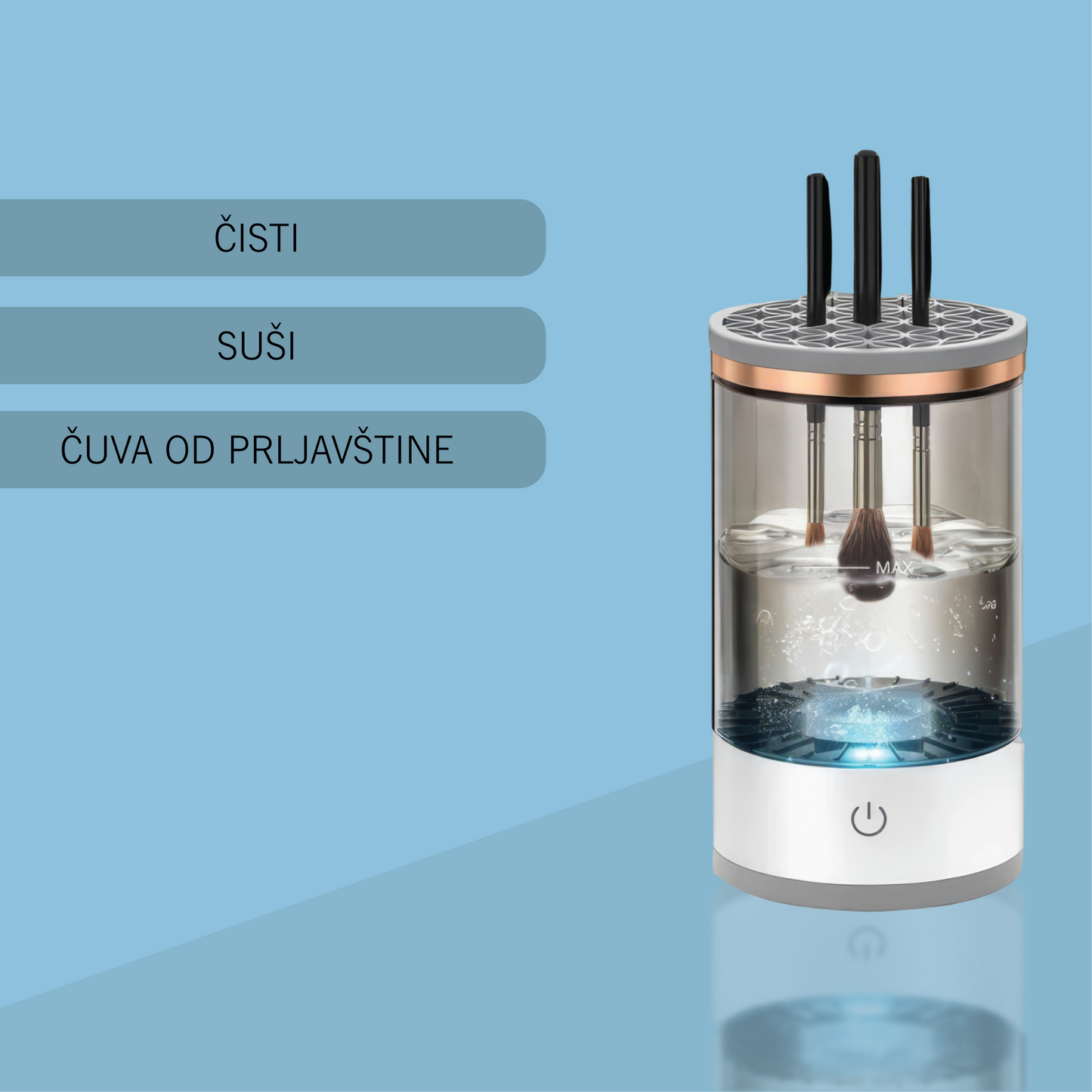 GlowČistač - Premium automatski čistač četkica za šminku + set osnovnih cetkica gratis